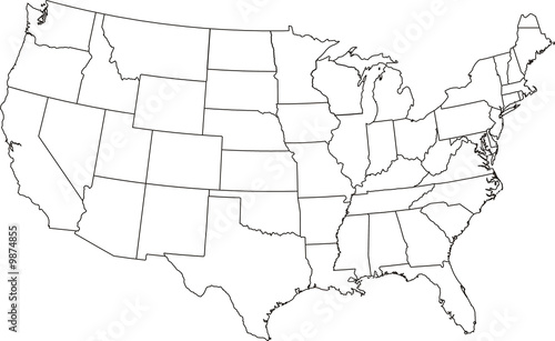 Map of USA with separable borders.