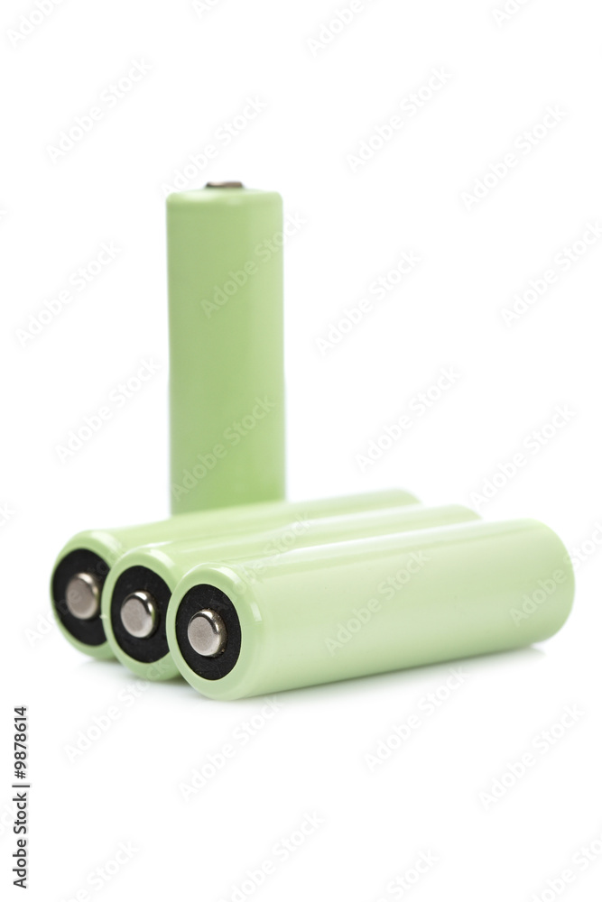Rechargeable batteries on white background. Shallow DOF Rechargeable batteries on white background. Shallow DOF