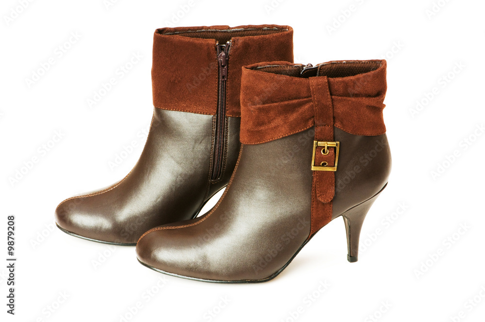 Brown boots isolated on the white background Brown boots isolated on the white background