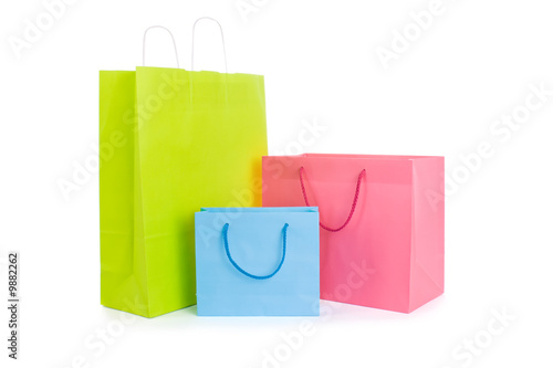 Set of various shopping bags isolated on white.