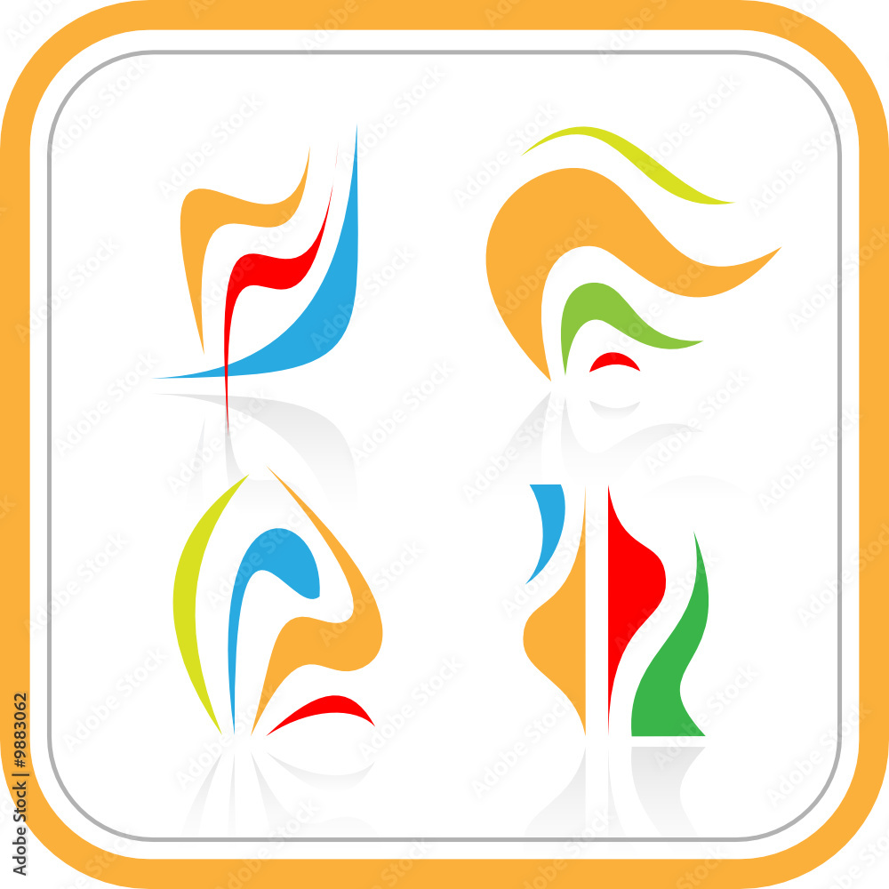 Obraz premium Vector abstract internet icons. Orange set. Simply change.