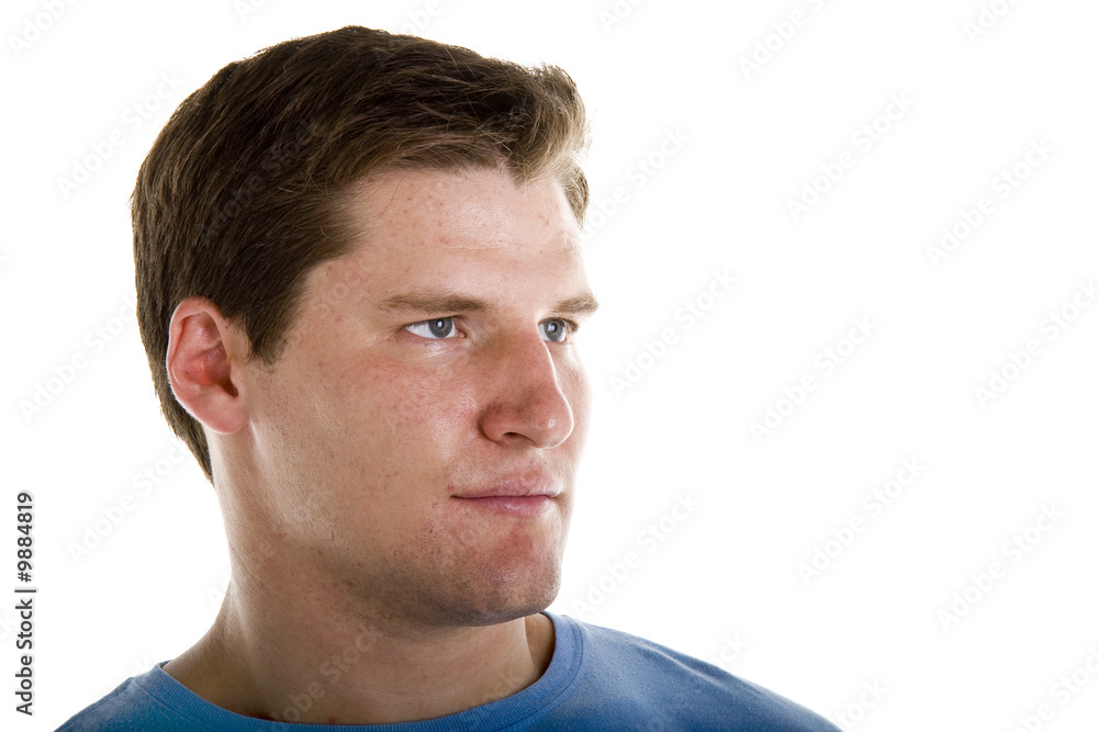 Obraz premium An athletic looking young man looking left isolated