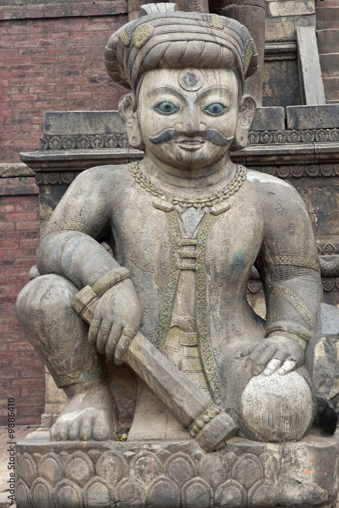Statue Guarding the Steps to a Hindu Temple