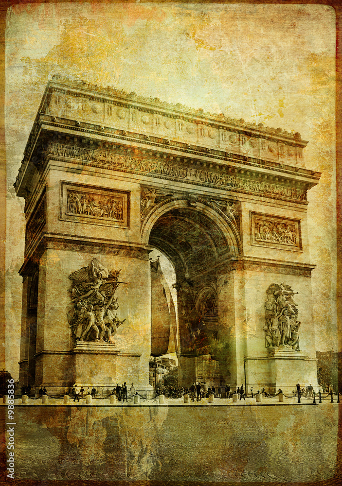 Obraz premium arc de triumph - vintage card (from my Parisian series)