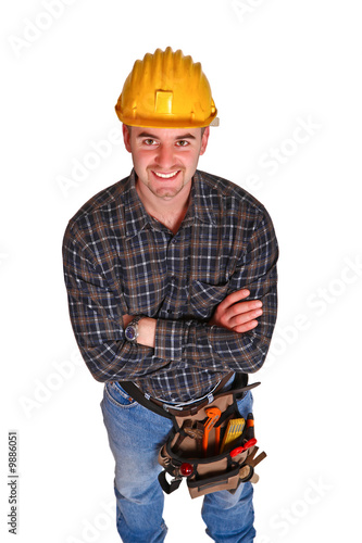 isolated image of young manual worker
