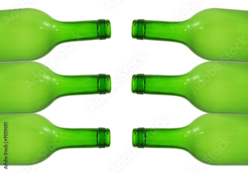 Stacks of Green Glass Bottles