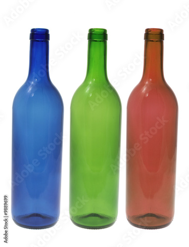 Three Glass Bottles on Isolated White Background