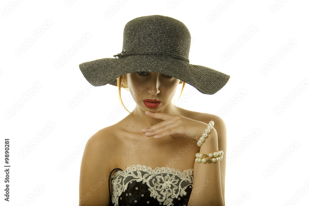 Pretty woman in black hat