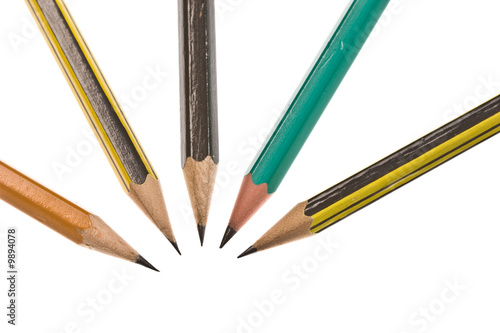 stationery series: close up of five encil over white