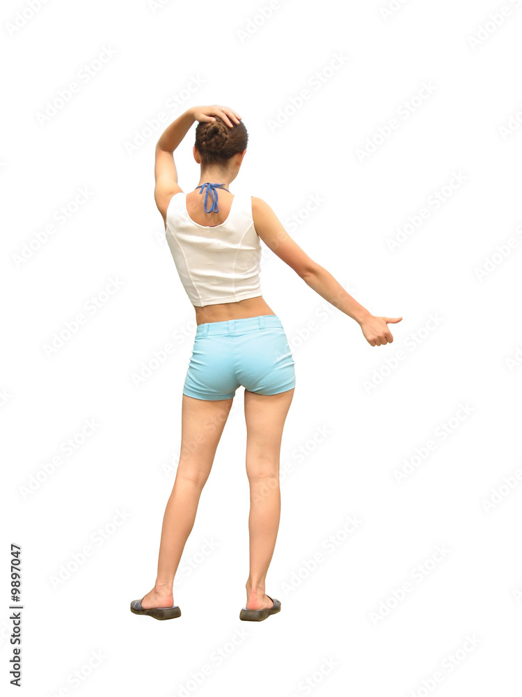 young girl on the white background, hitch young girl on the white background, hitch
