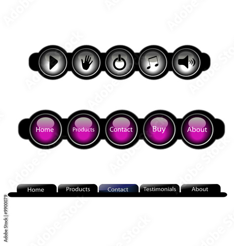 A set of high quality glossy web menus/buttons