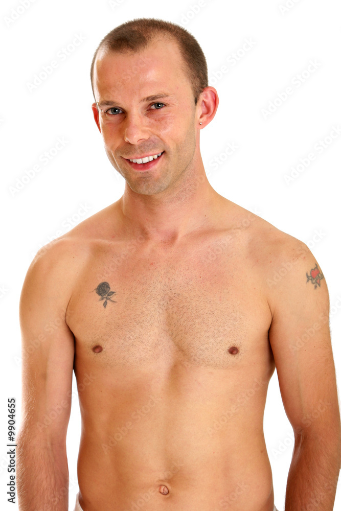 gay Man with bare chest isolated on white gay Man with bare chest isolated on white