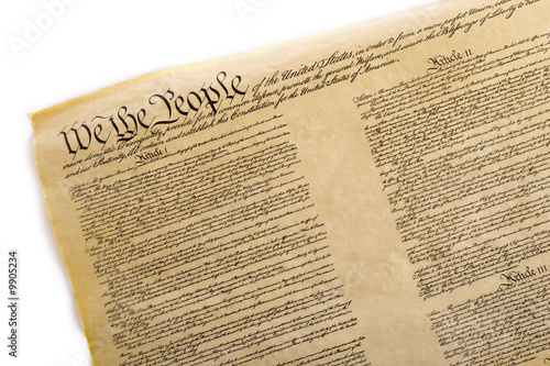 A copy of the United States Constitution on a white background