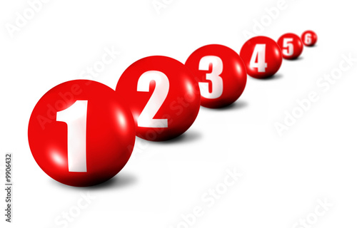 order concept - focus set on ball  number one