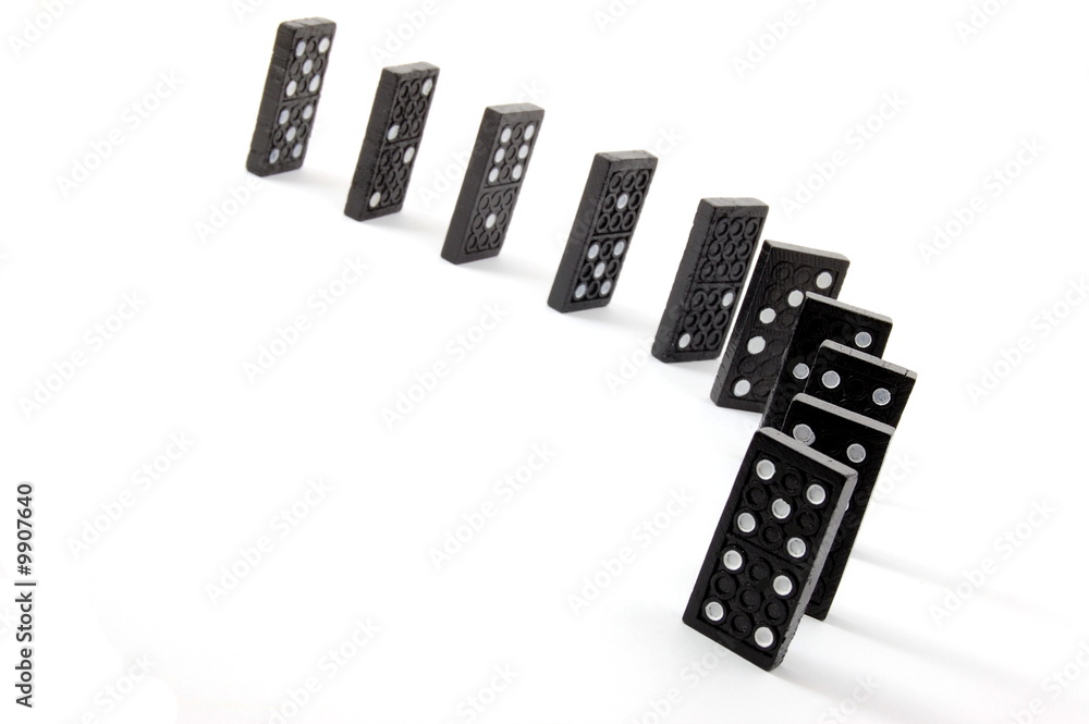 chain of dominoes isolated on a white background chain of dominoes isolated on a white background