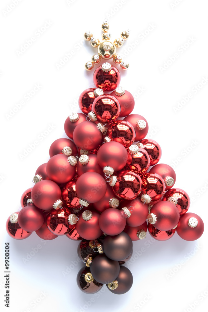 Christmas Tree Made From Red And Gold Baubles Christmas Tree Made From Red And Gold Baubles