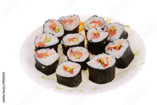 rolls on plate over white background
