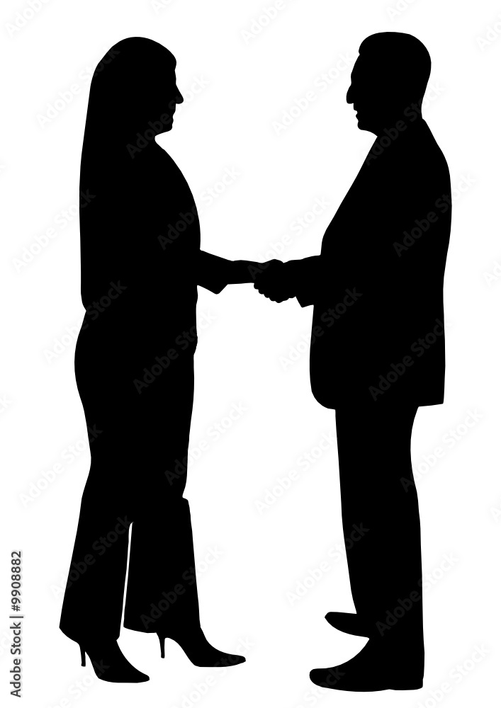 business handshake between businesswoman and businessman