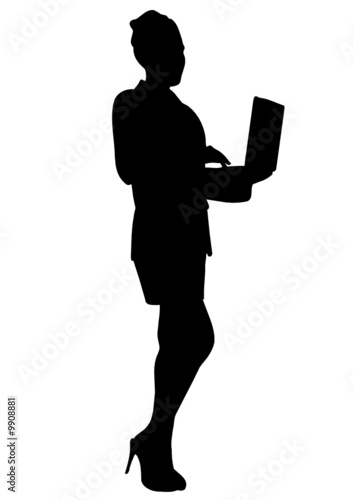 woman with laptop on white vector file