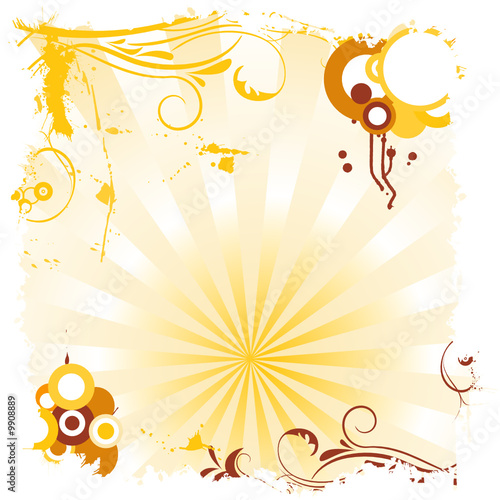 abstract flower ornaments with grunge elements