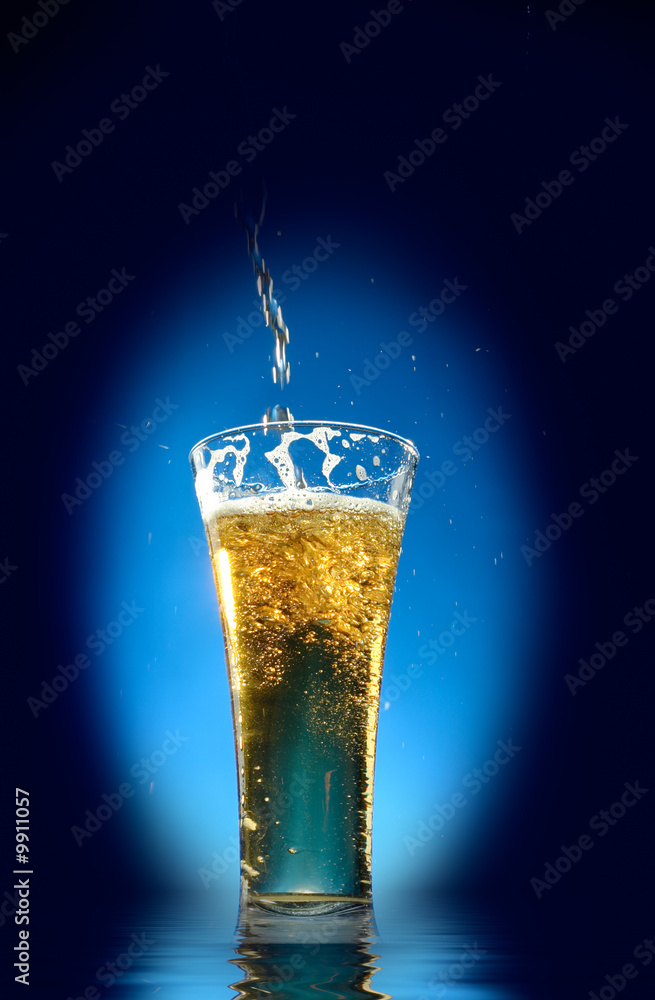custom made wallpaper toronto digitalGlass of beer close-up with froth over blue background