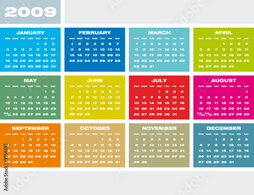Colorful Calendar for 2009.