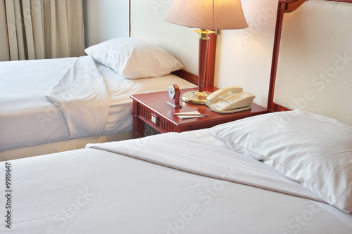 luxury five star hotel twin bed photo