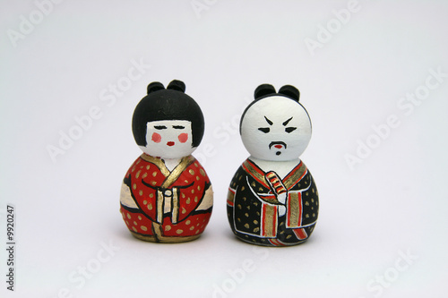 Handmade wooden Japanese couple