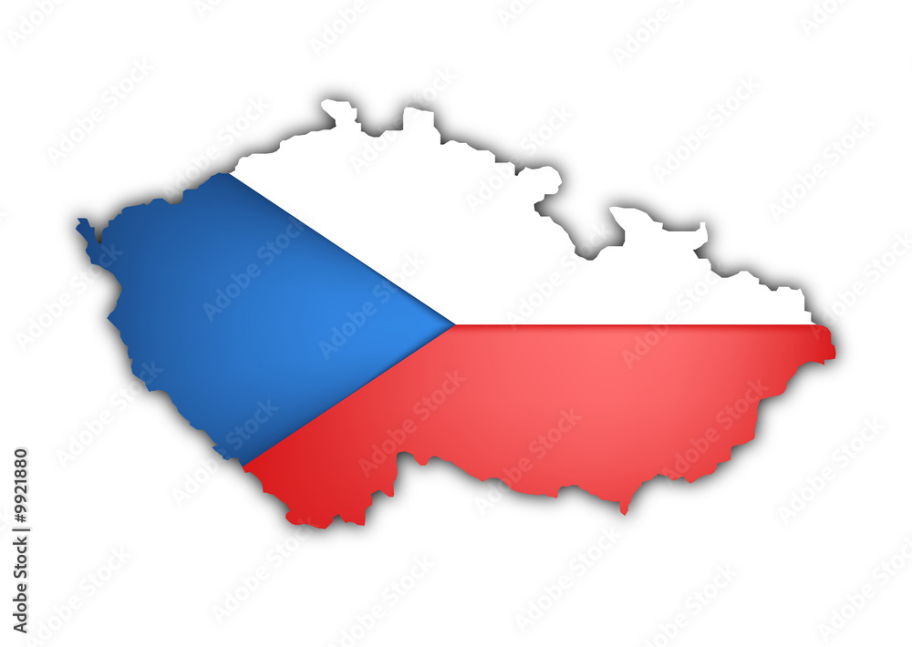 Obraz premium map and flag of czech republic on white background