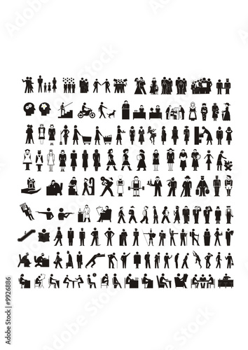 Pictograms of the people. One-color big vector collection