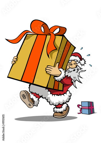 Weihnachtsmann mit großem Geschenk