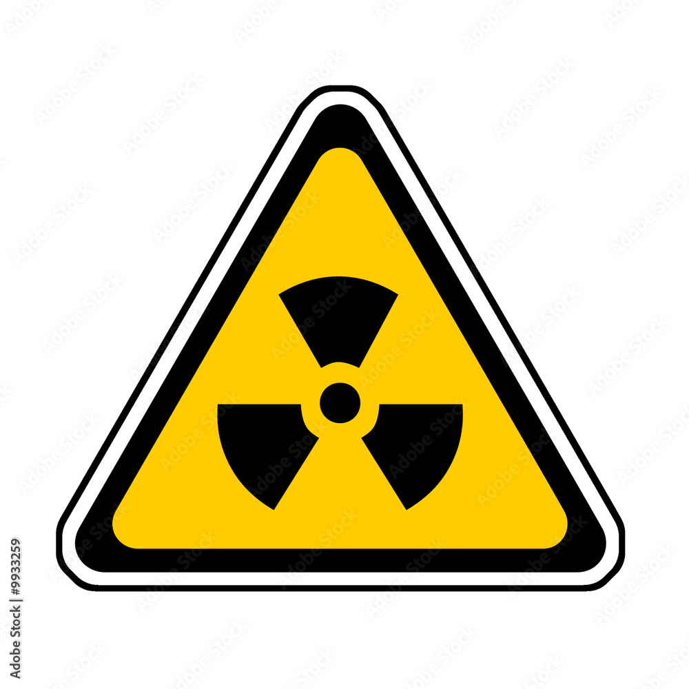 Radiation Warning Sign, Radio-Active Symbol, White Background