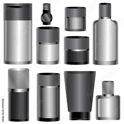set of  black packages - skin care cosmetics