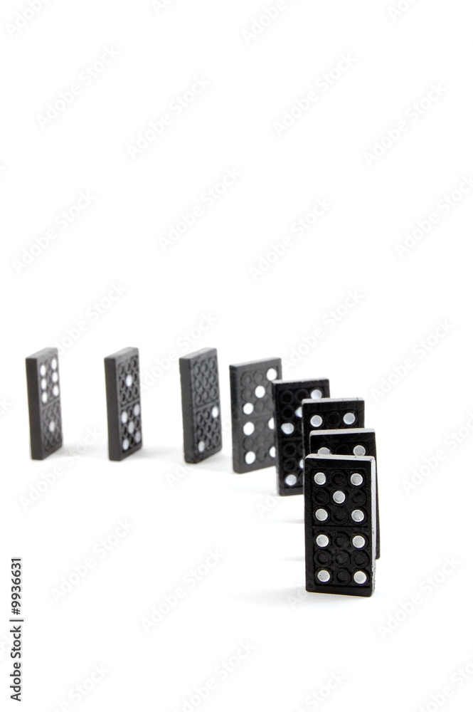 chain of dominoes isolated on a white background chain of dominoes isolated on a white background