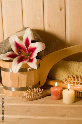 Wallpaper Mural washtub with candles and flower Torontodigital.ca