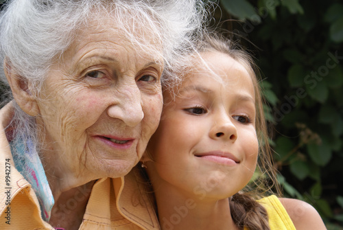 Granddaughter and her grandmother talking