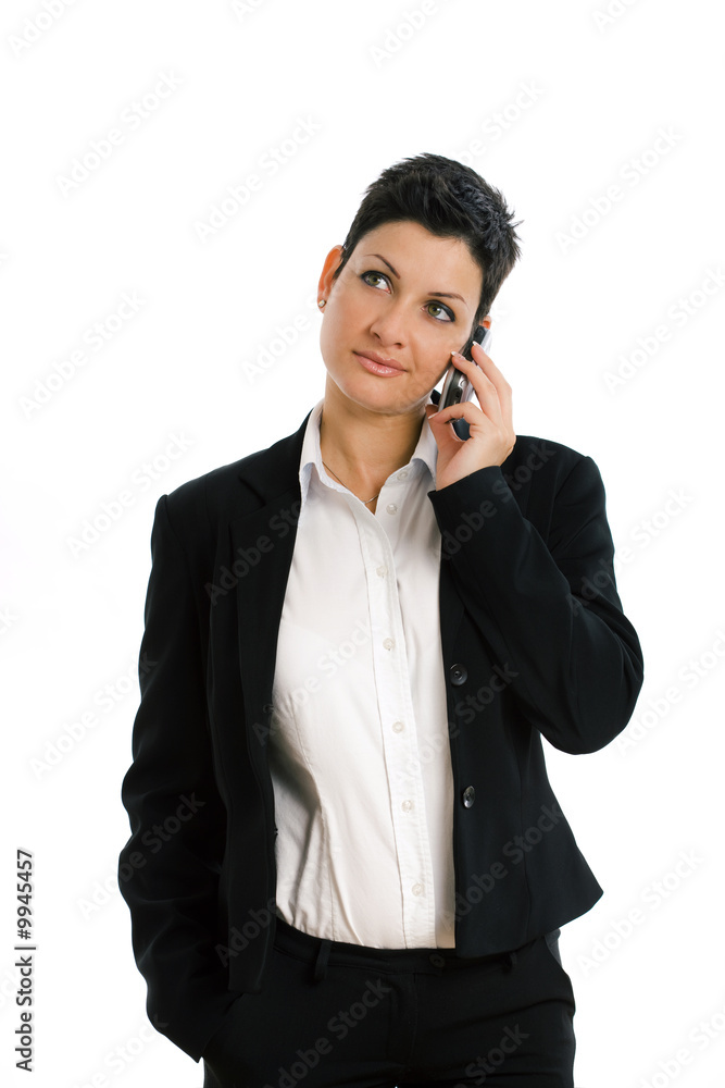 Happy businesswoman calling on mobile phone, smiling, Happy businesswoman calling on mobile phone, smiling,