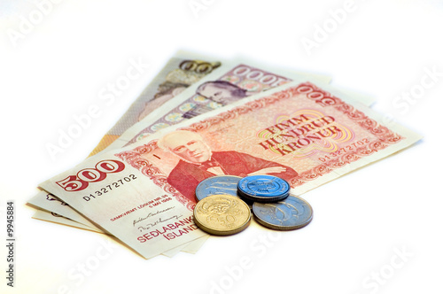 Icelandic Kronur (ISK) on White photo