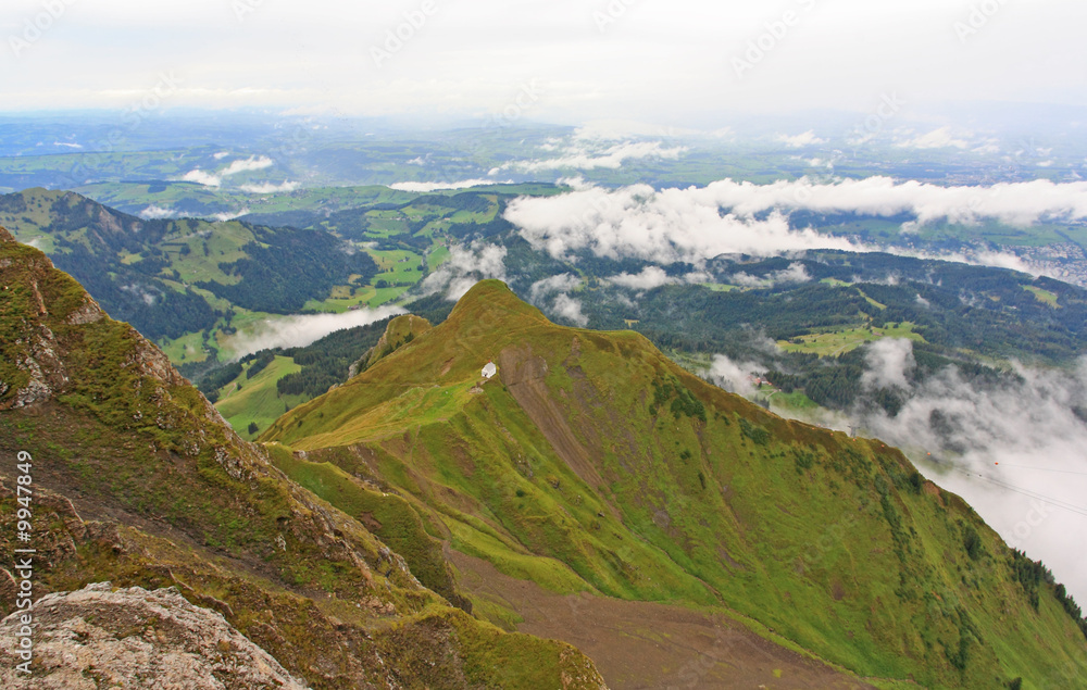 The aerial view from the top of Pilatus near Lake Luzern