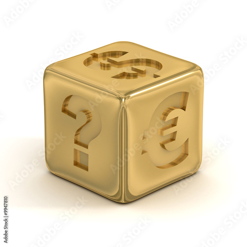 Cube with currency signs. 3...