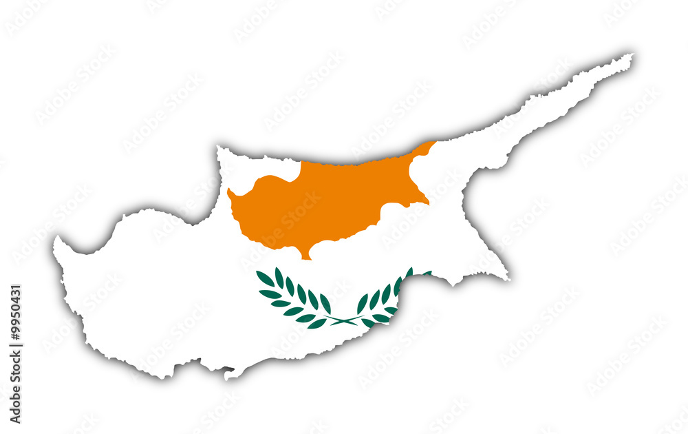 Fototapeta premium map and flag of cyprus on white background