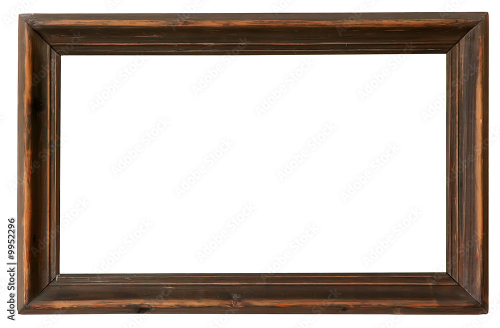 Empty old wooden frame on white background. Empty old wooden frame on white background.