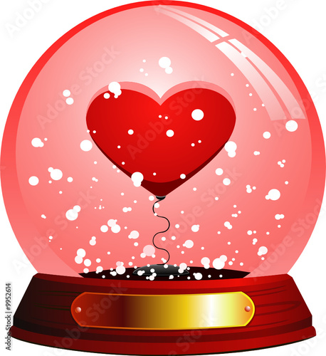 Vector globe with heart within