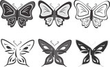 Collection of butterflies in black-and-white tones