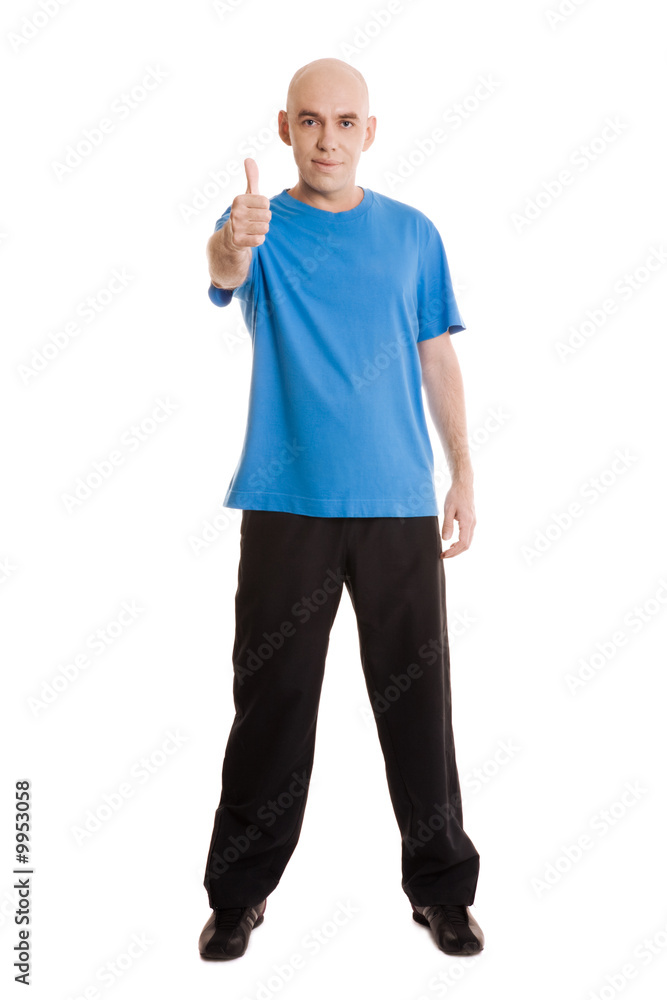 sportsman with thumb up sportsman with thumb up