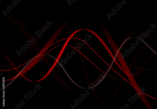 courbe audio rouge et sur fond noir abstrait - illustration