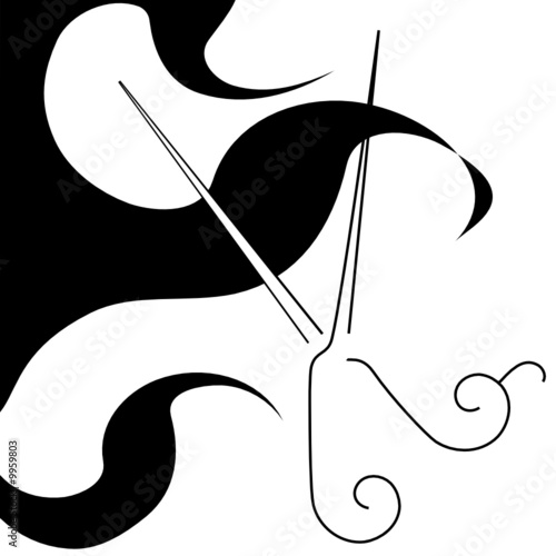 salon style hair cut scissors & curls symbol