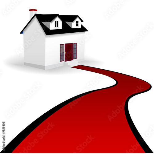 Home with Red Carpet Driveway to the House