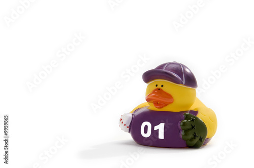 Photography small rubber duck with baseball theme