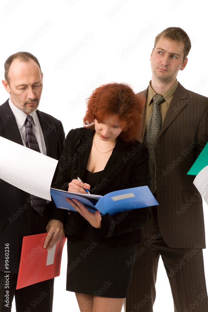 businessteam from three people on a white background businessteam from three people on a white background